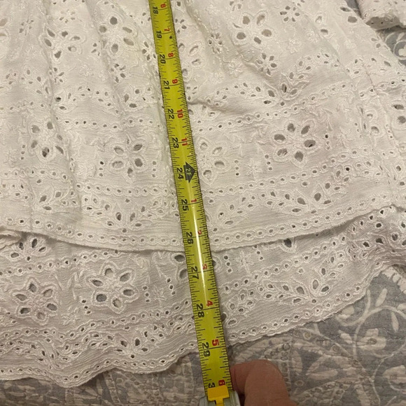 Women's Crown & Ivy White Eyelet Boho Peasant boho Tunic Tie Neck Plus Size 0X - Picture 5 of 6